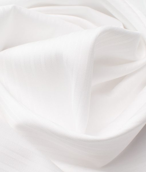 Nemesis Men's Giza Cotton 2/120's Striped  Unstitched Shirting Fabric (White)