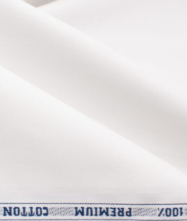 Raymond Men's Premium Cotton Stuctured  Unstitched Shirting Fabric (White)