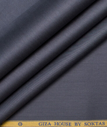 Soktas Men's Giza Cotton Solids  Unstitched Shirting Fabric (Dark Grey)