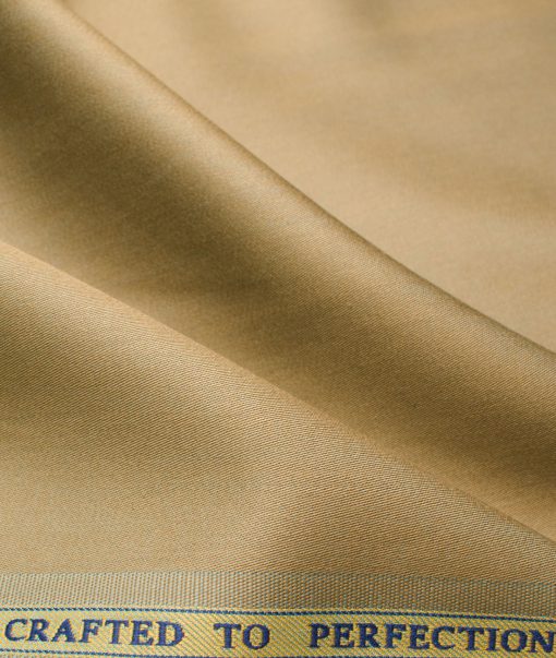 Soktas Men's Giza Cotton Solids  Unstitched Shirting Fabric (Light Brown)