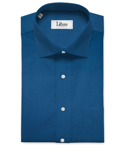 Soktas Men's Giza Cotton Solids  Unstitched Shirting Fabric (Rhino Blue)