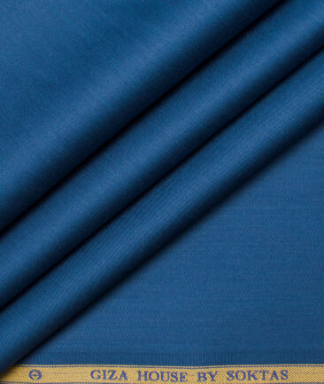 Soktas Men's Giza Cotton Solids  Unstitched Shirting Fabric (Rhino Blue)