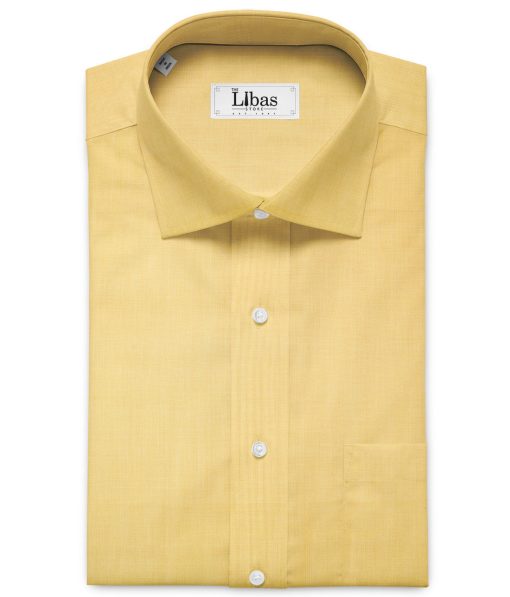 Soktas Men's Giza Cotton 2/120's Self Design  Unstitched Shirting Fabric (Yellow)