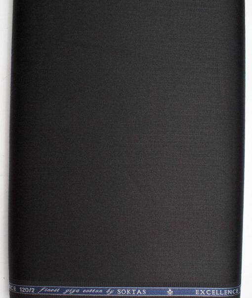 Soktas Men's Giza Cotton 2/120's Solids  Unstitched Shirting Fabric (Black)