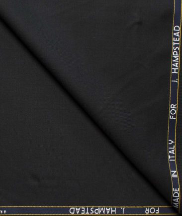 J.Hampstead Men's Wool Solids Super 130's Unstitched Suiting Fabric (Black)