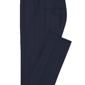 J.Hampstead Men's Wool Striped Super 130's  Unstitched Suiting Fabric (Dark Blue)