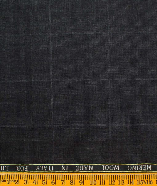 J.Hampstead Men's Wool Checks Super 130's  Unstitched Suiting Fabric (Dark Grey)
