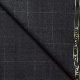 J.Hampstead Men's Wool Checks Super 130's  Unstitched Suiting Fabric (Dark Grey)