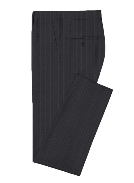 J.Hampstead Men's Wool Striped Super 130's Unstitched Suiting Fabric (Dark Grey)