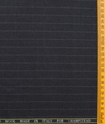 J.Hampstead Men's Wool Striped Super 130's Unstitched Suiting Fabric (Dark Grey)
