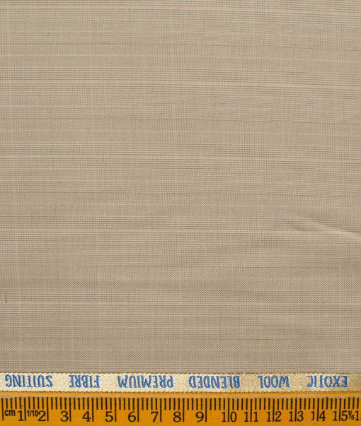 J.Hampstead Men's Wool Checks Super 100's  Unstitched Suiting Fabric (Beige)