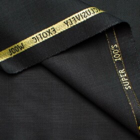 J.Hampstead Men's Wool Checks Super 100's  Unstitched Suiting Fabric (Dark Grey)
