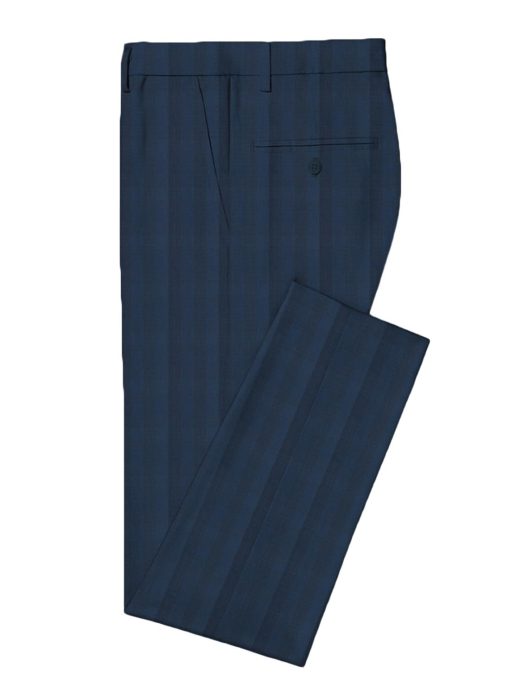 J.Hampstead Men's Wool Checks Super 100's Unstitched Suiting Fabric (Dark Royal Blue)