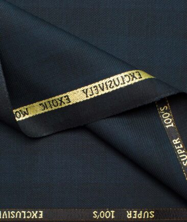 J.Hampstead Men's Wool Checks Super 100's  Unstitched Suiting Fabric (Dark Sea Green)