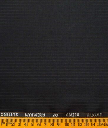 J.Hampstead Men's Wool Striped Super 90's Unstitched Suiting Fabric (Black)
