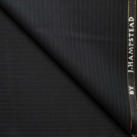 J.Hampstead Men's Wool Striped Super 90's Unstitched Suiting Fabric (Black)