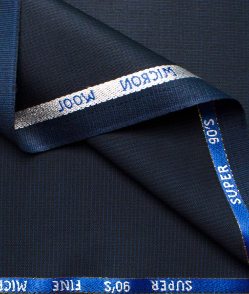 J.Hampstead Men's Wool Checks  Unstitched Suiting Fabric (Dark Blue)