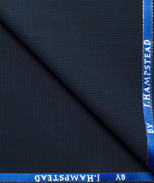 J.Hampstead Men's Wool Checks  Unstitched Suiting Fabric (Dark Blue)