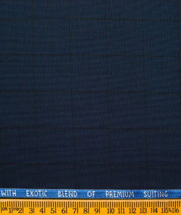 J.Hampstead Men's Wool Self Design Super 90's  Unstitched Suiting Fabric (Dark Blue)