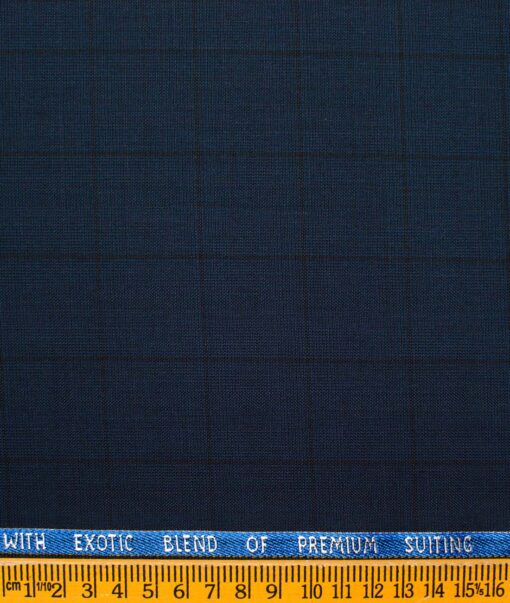 J.Hampstead Men's Wool Self Design Super 90's  Unstitched Suiting Fabric (Dark Blue)