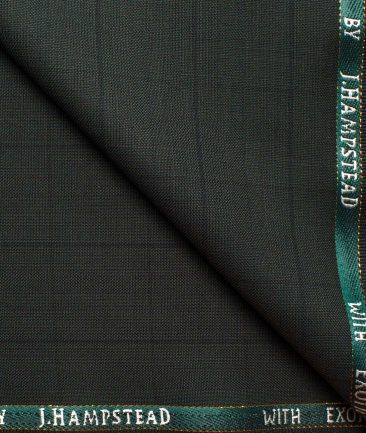 J.Hampstead Men's Wool Checks Super 90's  Unstitched Suiting Fabric (Dark Green)