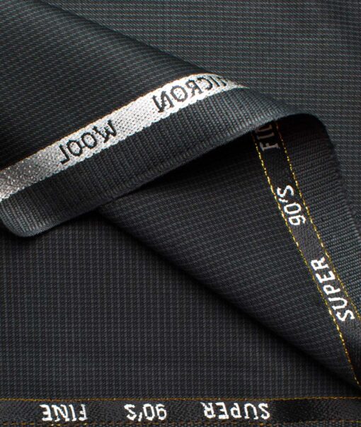 J.Hampstead Men's Wool Self Design Super 90's  Unstitched Suiting Fabric (Dark Grey)