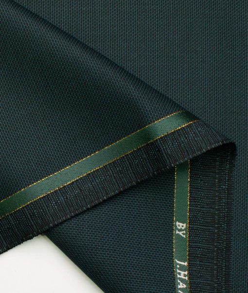 J.Hampstead Men's Wool Structured Super 100's 1.30 Meter Unstitched Trouser Fabric (Dark Sea Green)