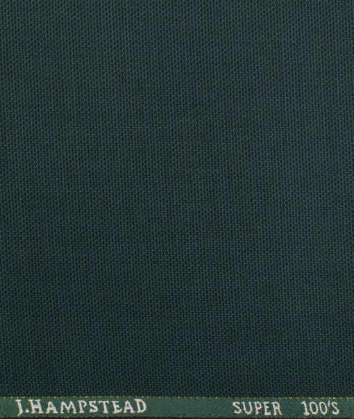 J.Hampstead Men's Wool Structured Super 100's 1.30 Meter Unstitched Trouser Fabric (Dark Sea Green)