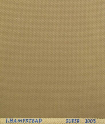 J.Hampstead Men's Wool Structured Super 100's 1.30 Meter Unstitched Trouser Fabric (Light Brown)
