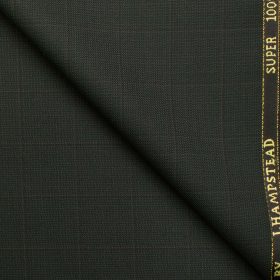 J.Hampstead Men's Wool Checks Super 100's 1.30 Meter Unstitched Trouser Fabric (Dark Green)