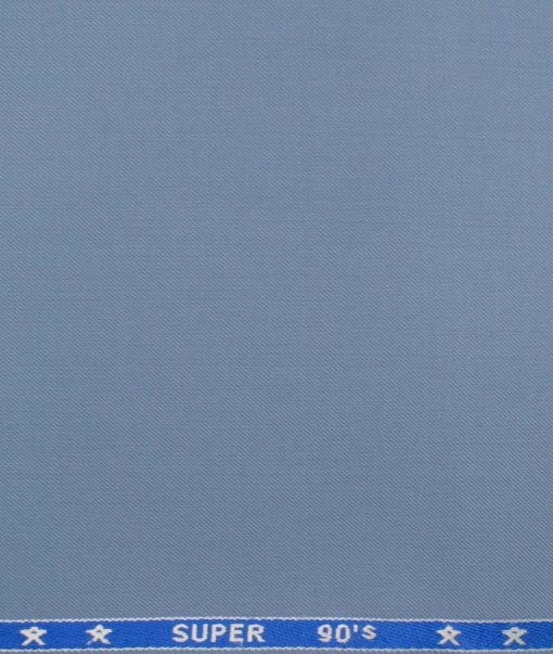 J.Hampstead Men's Wool Solids Super 90's 1.30 Meter Unstitched Trouser Fabric (Sky Blue)