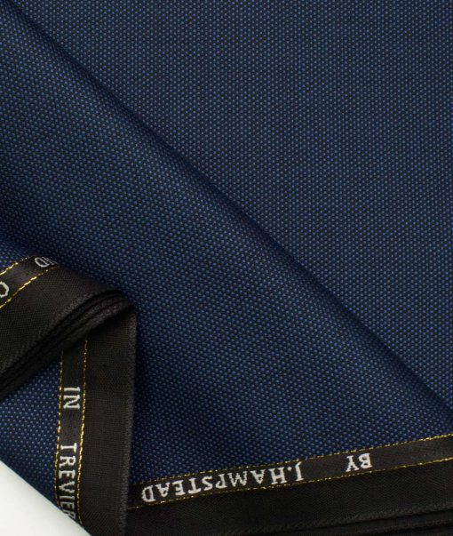 J.Hampstead Men's Wool Structured Super 90's 1.30 Meter Unstitched Trouser Fabric (Dark Royal Blue)