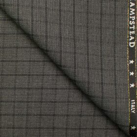 J.Hampstead Men's Wool Checks Super 100's 1.30 Meter Unstitched Trouser Fabric (Grey)