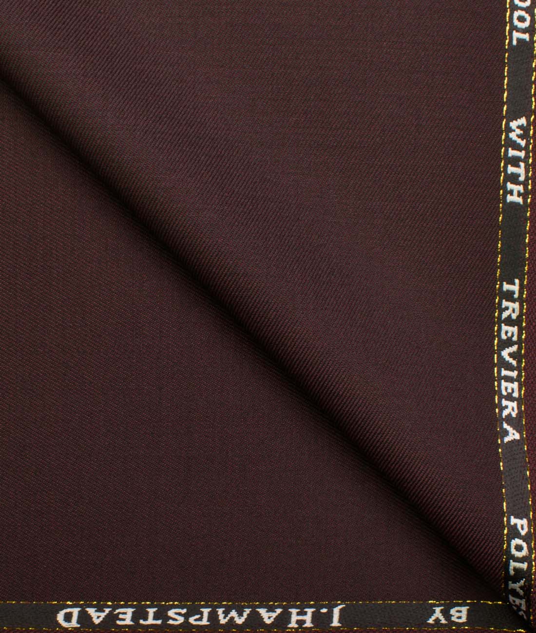 J.Hampstead Men's Wool Solids  1.30 Meter Unstitched Trouser Fabric (Dark Wine)