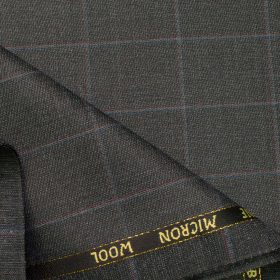 J.Hampstead Men's Wool Checks Super 90's 1.30 Meter Unstitched Trouser Fabric (Grey)