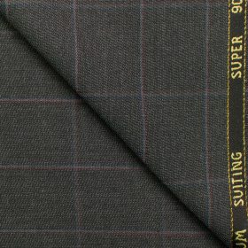 J.Hampstead Men's Wool Checks Super 90's 1.30 Meter Unstitched Trouser Fabric (Grey)
