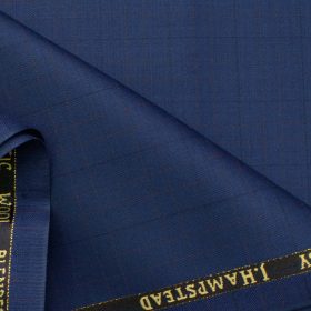 J.Hampstead Men's Wool Checks Super 100's 1.30 Meter Unstitched Trouser Fabric (Royal Blue)