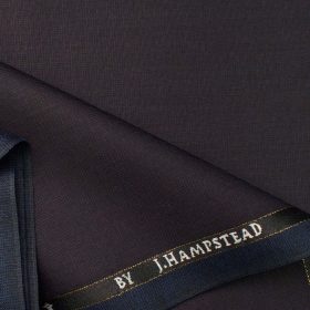 J.Hampstead Men's Wool Self Design Super 100's 1.30 Meter Unstitched Trouser Fabric (Dark Wine)