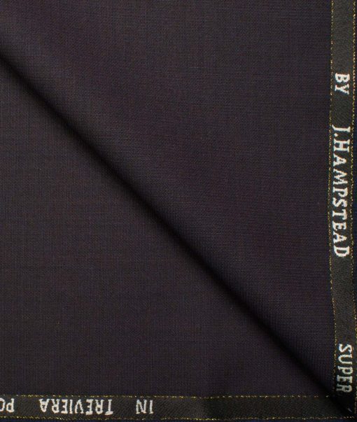 J.Hampstead Men's Wool Self Design Super 100's 1.30 Meter Unstitched Trouser Fabric (Dark Wine)