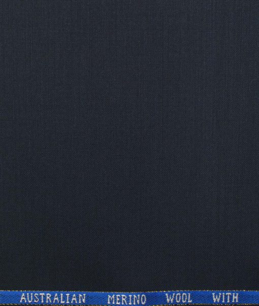 J.Hampstead Men's Wool Solids  1.30 Meter Unstitched Trouser Fabric (Dark Navy Blue)