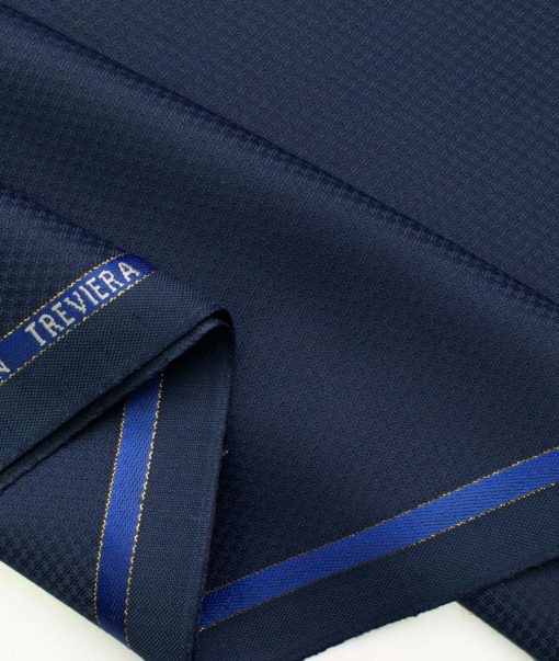 J.Hampstead Men's Wool Structured Super 100's 1.30 Meter Unstitched Trouser Fabric (Dark Blue)