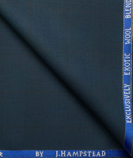 J.Hampstead Men's Wool Checks Super 100's 1.30 Meter Unstitched Trouser Fabric (Dark Sea Green)