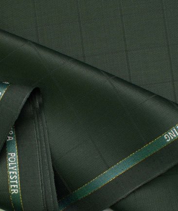 J.Hampstead Men's Wool Checks Super 100's 1.30 Meter Unstitched Trouser Fabric (Green)