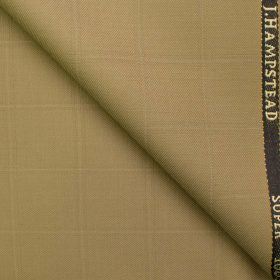 J.Hampstead Men's Wool Checks Super 100's 1.30 Meter Unstitched Trouser Fabric (Beige)