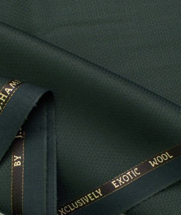 J.Hampstead Men's Wool Structured Super 100's 1.30 Meter Unstitched Trouser Fabric (Dark Basil Green)