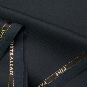 J.Hampstead Men's Wool Self Design  1.30 Meter Unstitched Trouser Fabric (Dark Blue)