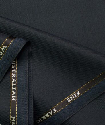 J.Hampstead Men's Wool Self Design  1.30 Meter Unstitched Trouser Fabric (Dark Blue)