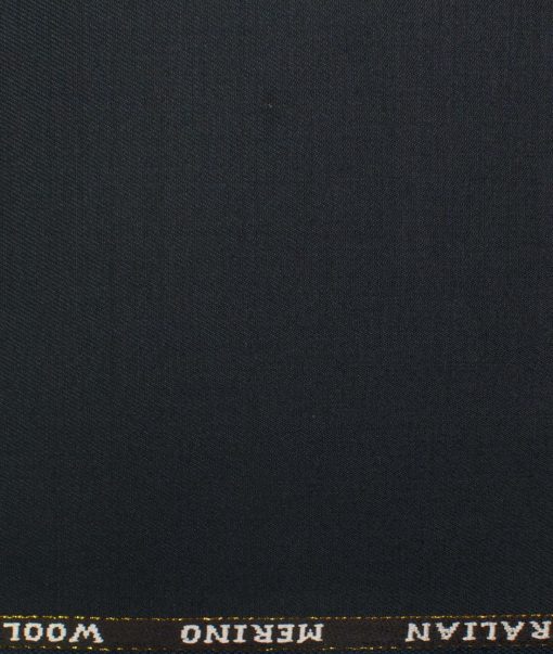 J.Hampstead Men's Wool Self Design  1.30 Meter Unstitched Trouser Fabric (Dark Blue)
