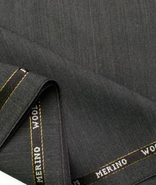 J.Hampstead Men's Wool Self Design  1.30 Meter Unstitched Trouser Fabric (Grey)