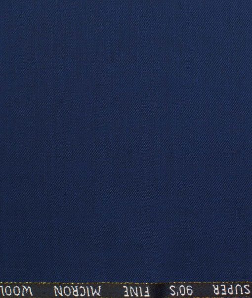 J.Hampstead Men's Wool Solids Super 90's 1.30 Meter Unstitched Trouser Fabric (Royal Blue)